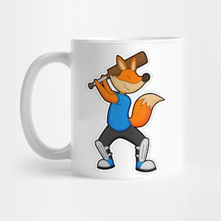 Fox at Cricket with Cricket bat Mug